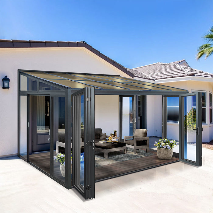 Solarium Tempered Glass Black Sunroom Open Patio