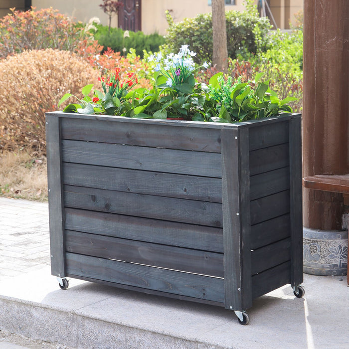 40x32x20 Dark Grey Raised Garden Bed Wood Planter Box