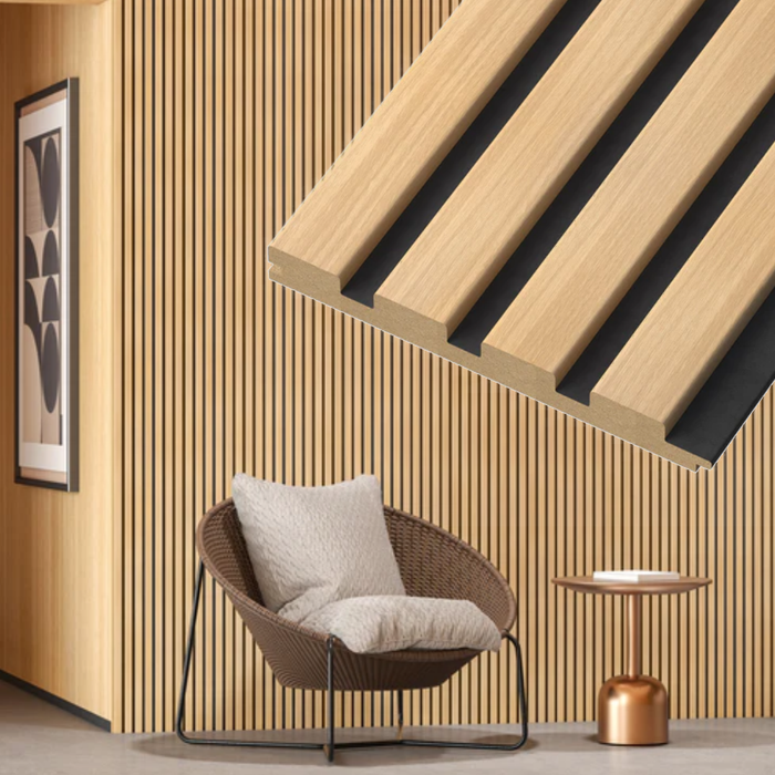 4 Grid White Maple Black Gap MDF Slat Wall Panels - 94.5" Long & 106" long