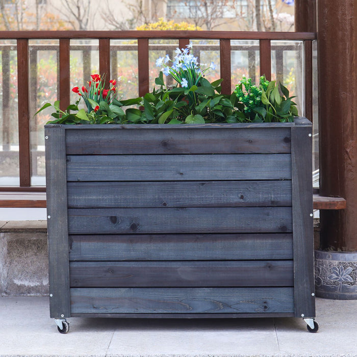 40x32x20 Dark Grey Raised Garden Bed Wood Planter Box