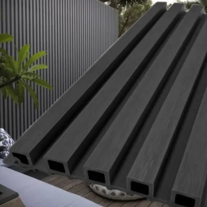 5 Grid Gray Composite Siding Slat Panels For Exterior Outdoor Walls