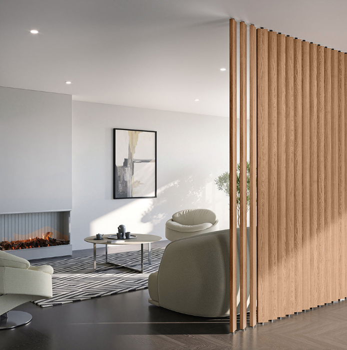 American Oak Swivel Slat Wood Room Divider – Modern Privacy Screen & Space-Saving Partition Wall