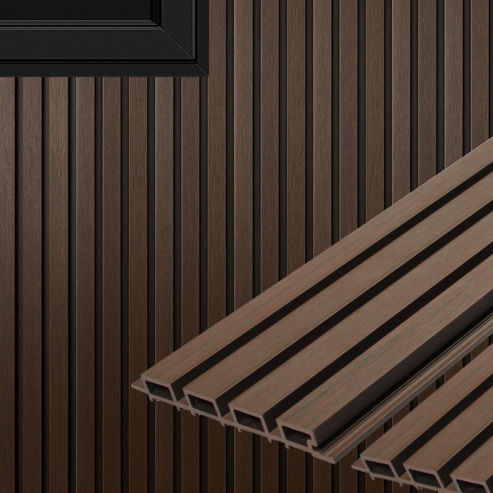 Dark Brown Composite Siding Slat Panels for Exterior Outdoor Walls