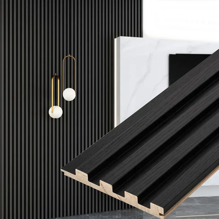 Black Slat Wood Wall Panels - (94" Long & 106" Long) x (5 3/4" Width)