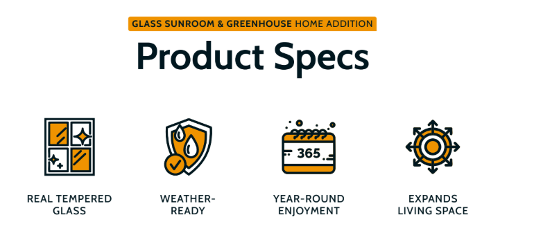 White Solarium Sunroom Tempered Glass Features