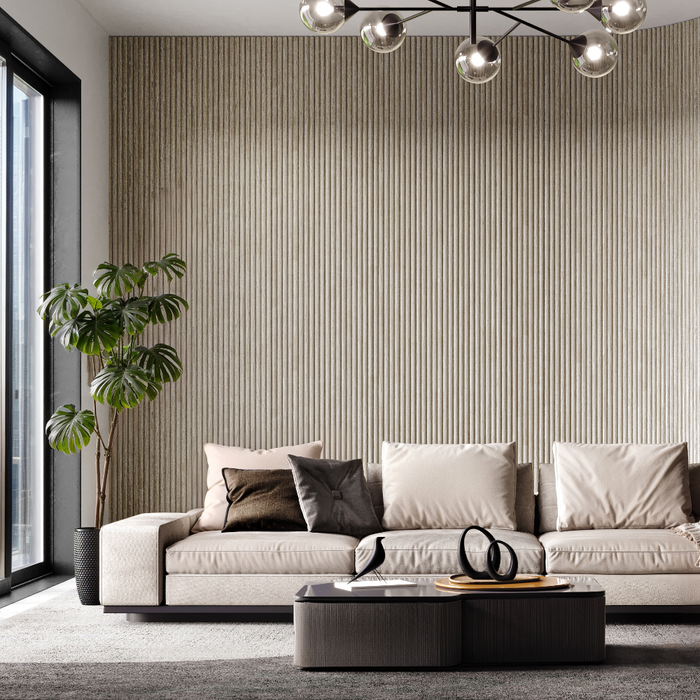 Light Cold Oak Flexible 3D Fluted Semi-Circle Shiplap Wood Wall Panel