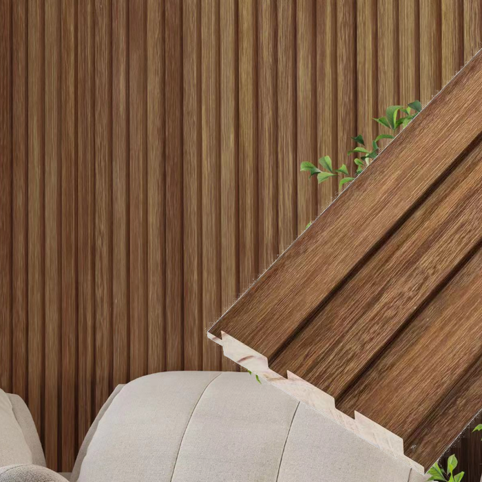 Oak Brown Slat Wood Wall Panels 3 Grids - 94.5" Long x 5" Wide