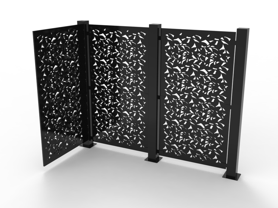 Decorative Floral Metal Fence and Privacy Screen - Heavy Gauge Steel Panels, Black Powder-Coated Finish