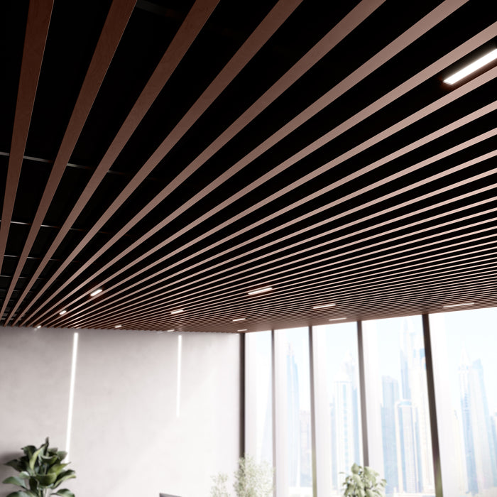 Suspended Slatted Wood Ceiling System - Chestnut