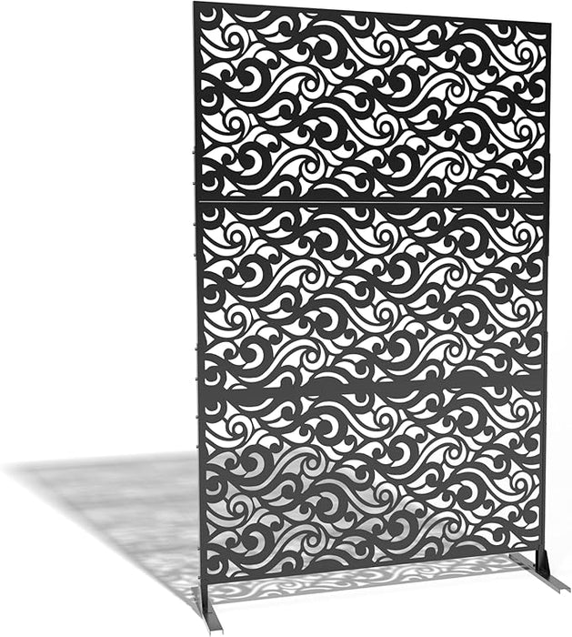 WaveCurve Free Standing Laser Cut Metal Privacy Combo 76"x48"/set