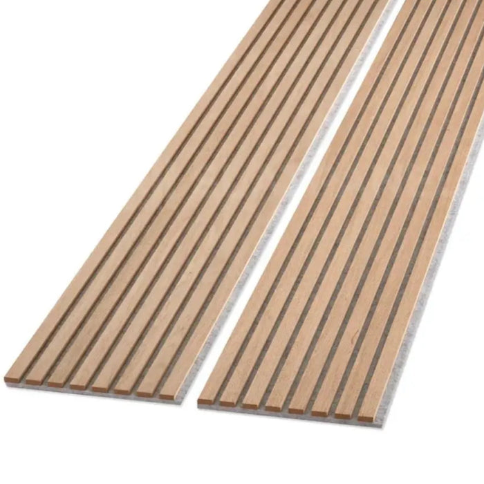 American Oak Acoustic Wall Panels White Backing | 106 X 12 - 2 Pieces Per Box