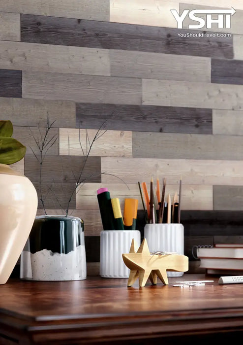 Brown Variation Wooden Wall Panel Self Adhesive Barn Wood Art Rustic Planks - 1103B