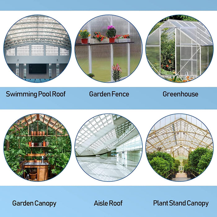 Clear Polycarbonate Greenhouse Panels  (Pack of 6) 48" x 24" 8mm