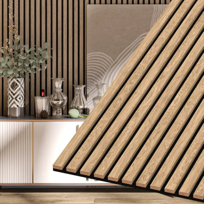 Light Walnut Acoustic Wall Panels For Soundproofing Rooms 94 X 24