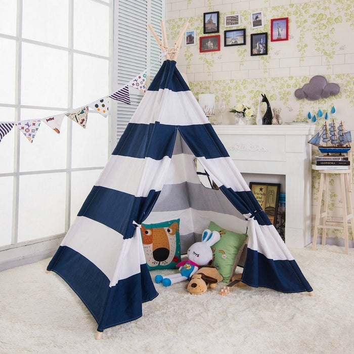 Blue Indian Teepee Play Tent, Children Playhouse for Indoor Outdoors