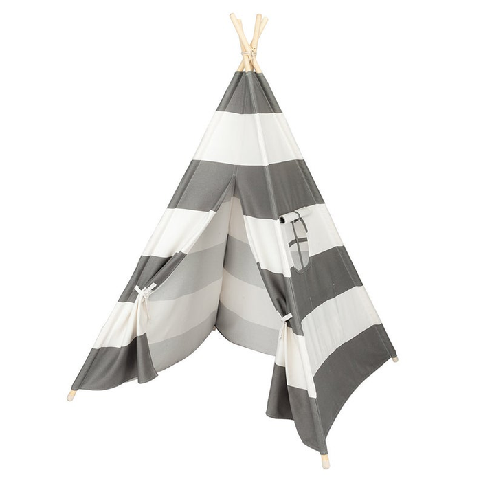 Gray with Stripe Kids Indian Teepee Play Tent, Children Playhouse for Indoor Outdoors