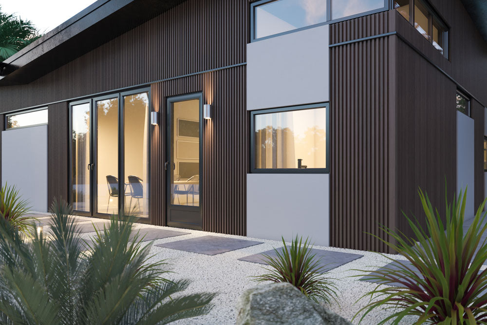 Dark Brown 5 Grid Composite Slat Wall Panels – Outdoor Exterior Siding & Wall Cladding System