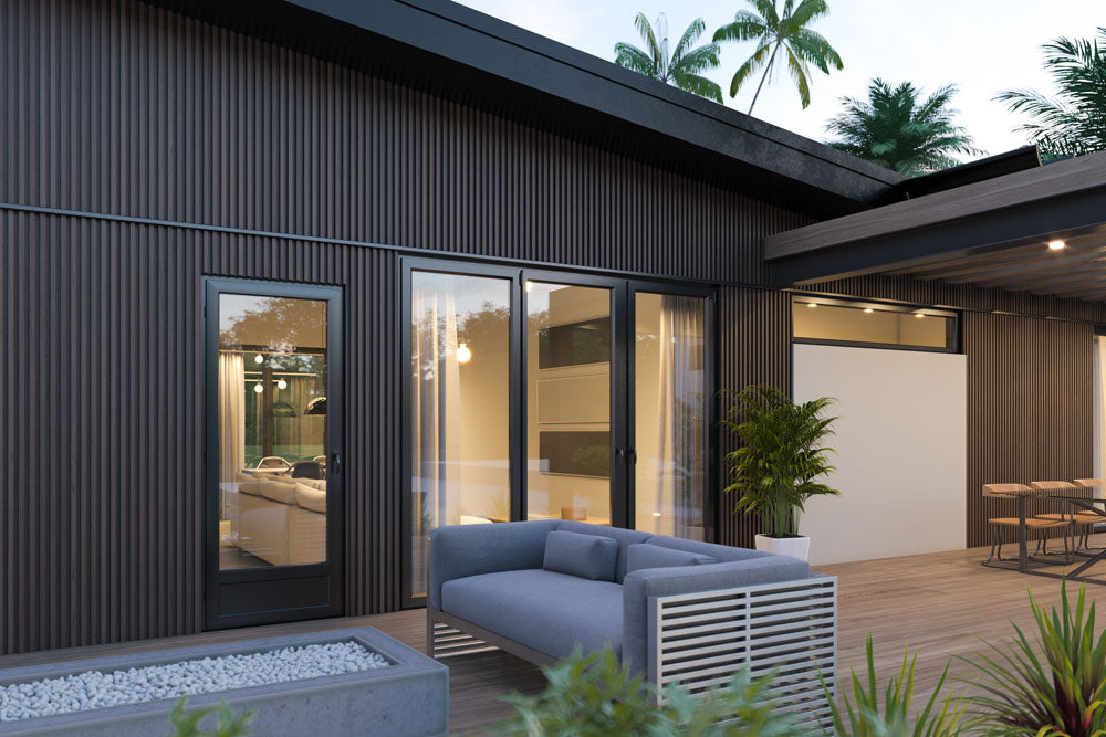 Dark Brown 5 Grid Composite Slat Wall Panels – Outdoor Exterior Siding & Wall Cladding System