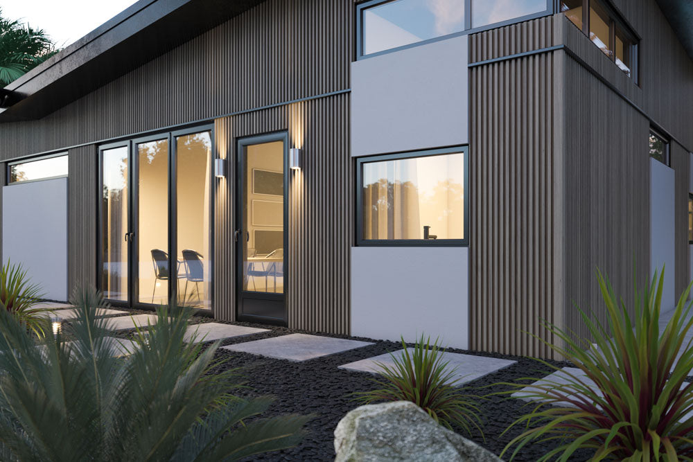 Pale Oak 5 Grid Composite Siding Slat Panels for Exterior Outdoor Walls
