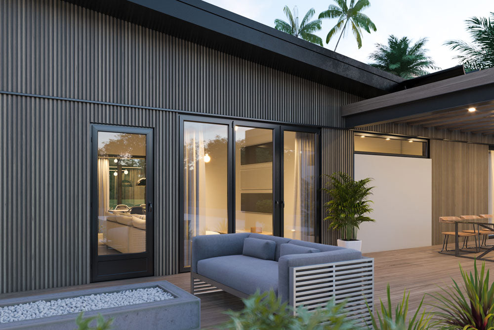 Pale Oak 5 Grid Composite Siding Slat Panels for Exterior Outdoor Walls