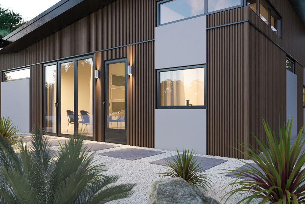 Teak A1 5 Grid Composite Siding Slat Panels for Exterior Outdoor Walls
