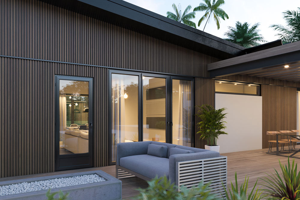 Teak A1 5 Grid Composite Siding Slat Panels for Exterior Outdoor Walls