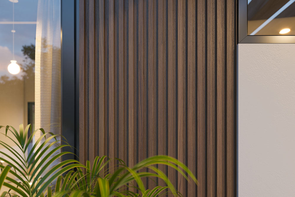 Teak A1 5 Grid Composite Siding Slat Panels for Exterior Outdoor Walls