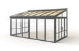 Tempered Glass Sunroom with Bi-Fold Doors Greenhouse Home Addition - Black (16.7' Wide)