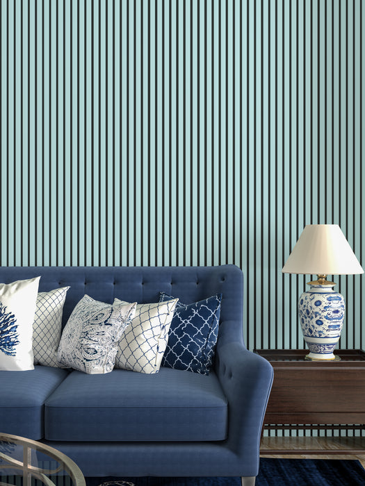Light Blue acoustic Acoustic Slat Wood Wall Panels 94 x 12