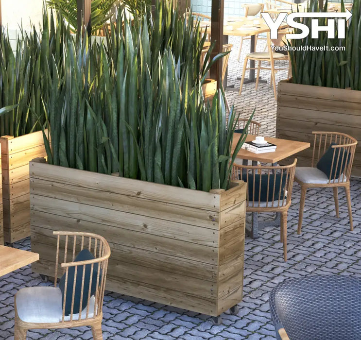 40X36X12In Mobile Wood Planter With Lockable Wheels - Versatile Indoor/Outdoor Rolling Box For Home