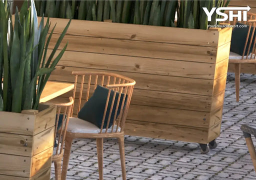 40X36X12In Mobile Wood Planter With Lockable Wheels - Versatile Indoor/Outdoor Rolling Box For Home