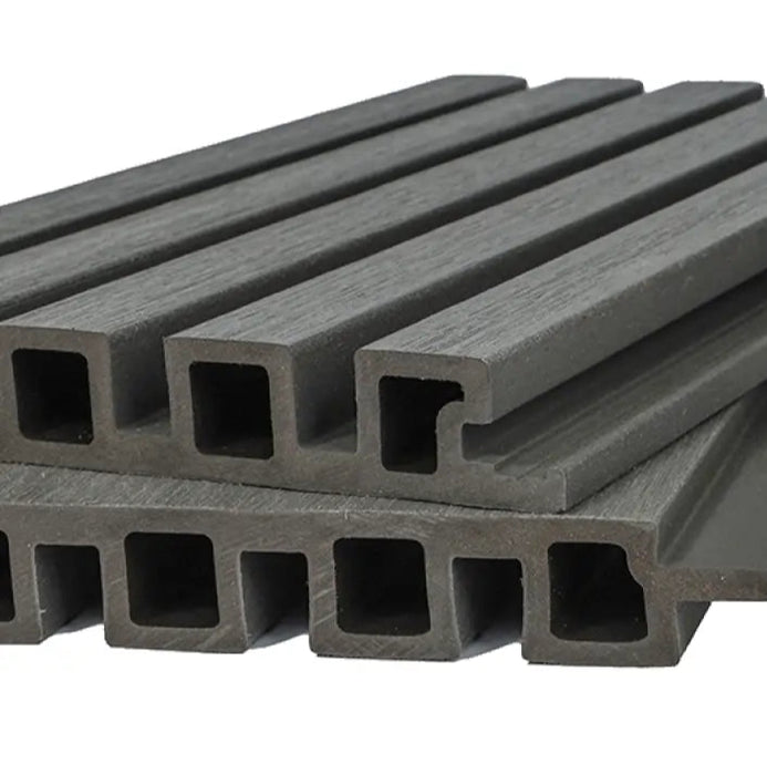 5 Grid Gray Composite Siding Slat Panels For Exterior Outdoor Walls