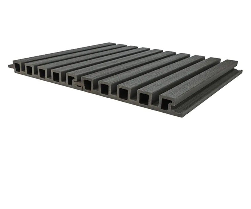 5 Grid Gray Composite Siding Slat Panels For Exterior Outdoor Walls