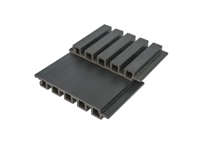 5 Grid Gray Composite Siding Slat Panels For Exterior Outdoor Walls