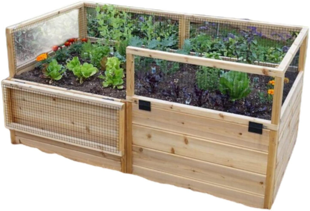 6-Foot x 3-Foot Raised Garden Bed with Trellis and Mesh Panels
