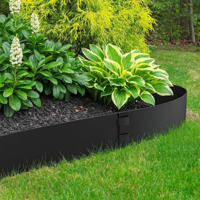 6-Pack Black Galvanized Steel Landscape Edging – Heavy-Gauge Flexible Metal Garden Border for Lawns, Pathways & Flower Beds (40″ x 1.2″ x 2″)