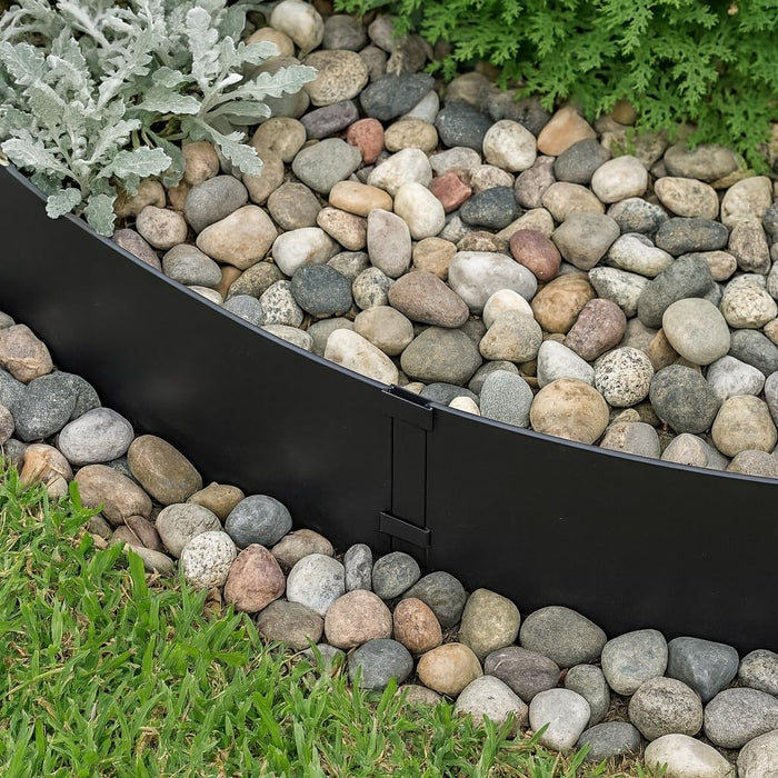 6-Pack Black Galvanized Steel Landscape Edging – Heavy-Gauge Flexible Metal Garden Border for Lawns, Pathways & Flower Beds (40″ x 1.2″ x 2″)