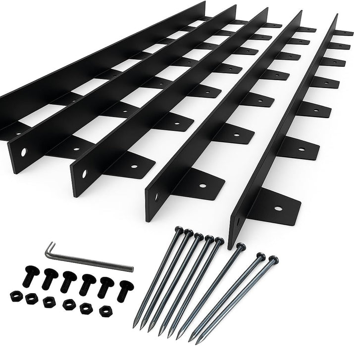 6-Pack Black Galvanized Steel Landscape Edging – Heavy-Gauge Flexible Metal Garden Border for Lawns, Pathways & Flower Beds (40″ x 1.2″ x 2″)