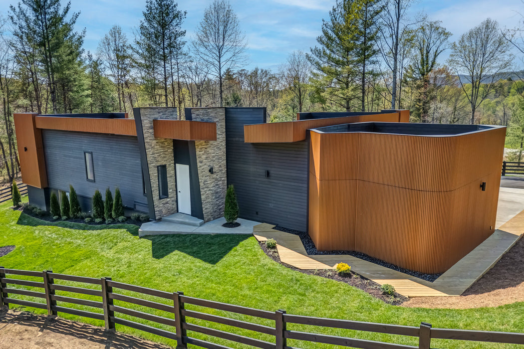 Teak A1 & Black Composite Siding Slat Panels for Exterior Outdoor Walls