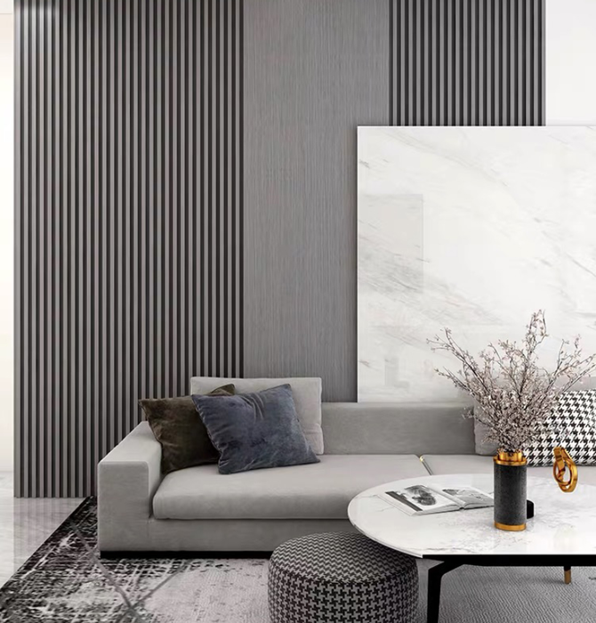 Charcoal Gray Slat Wood Wall Panels