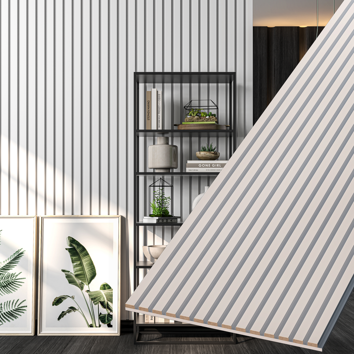 Double White Acoustic Wall Panels, Soundproofing Wood Paneling - 94" x 24"