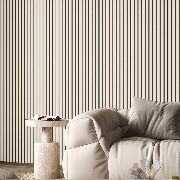 Double White Acoustic Wall Panels, Soundproofing Wood Paneling - 94" x 24"