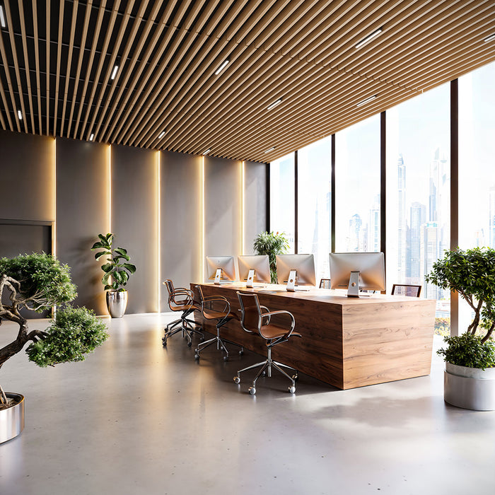 American Oak Acoustic Drop Ceiling Baffles, Sound Dampening & Echo Reduction
