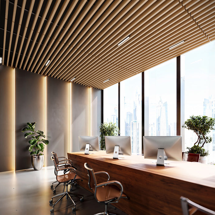 American Oak Acoustic Drop Ceiling Baffles, Sound Dampening & Echo Reduction