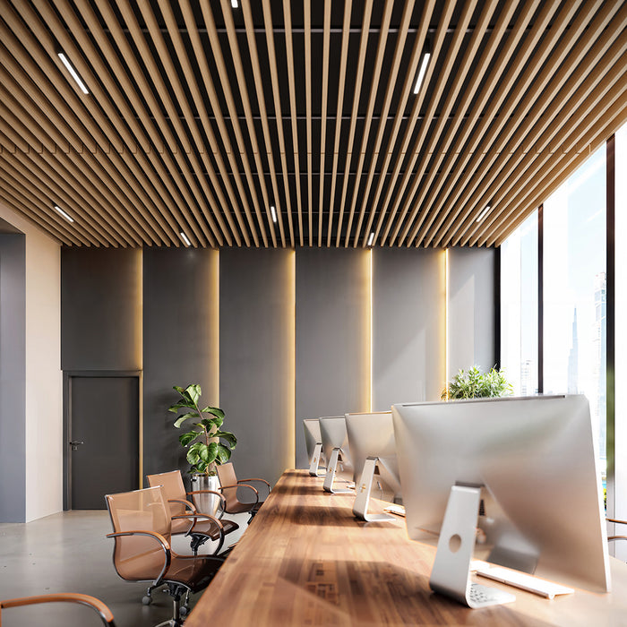 American Oak Acoustic Drop Ceiling Baffles, Sound Dampening & Echo Reduction