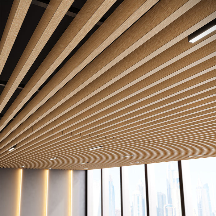 Light Cold Oak Acoustic Drop Ceiling Baffles, Sound Dampening & Echo Reduction