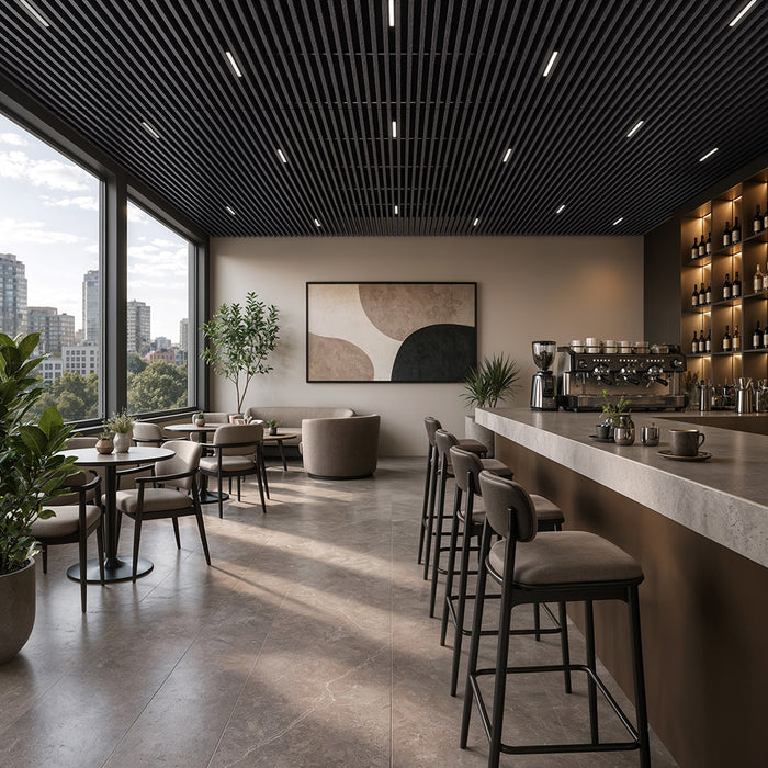 Black Acoustic Drop Ceiling Baffles, Sound Dampening & Echo Reduction