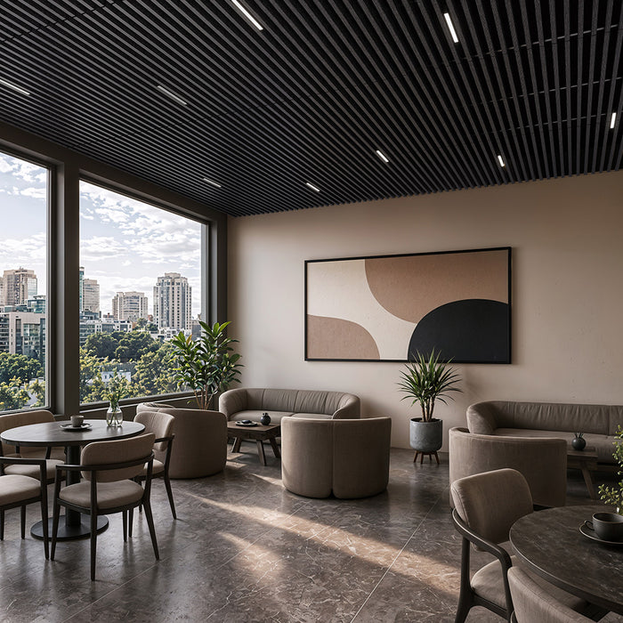 Black Acoustic Drop Ceiling Baffles, Sound Dampening & Echo Reduction