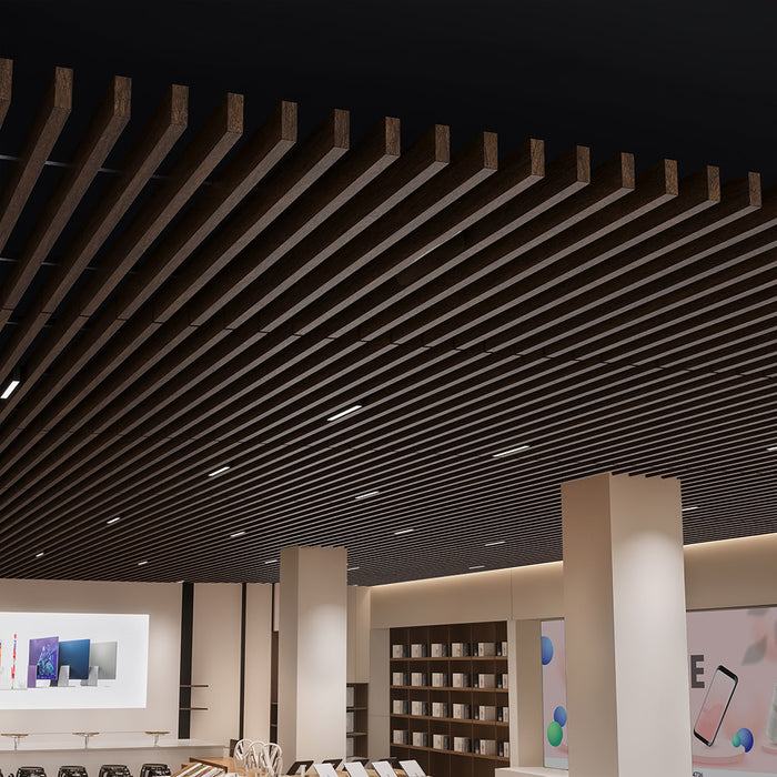 Dark Chestnut Acoustic Drop Ceiling Baffles, Sound Dampening & Echo Reduction