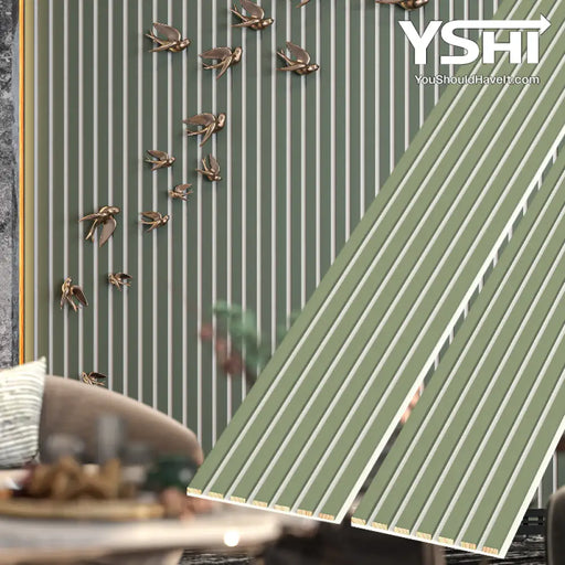 Light Green Acoustic Acoustic Slat Wood Wall Panels 94 X 12